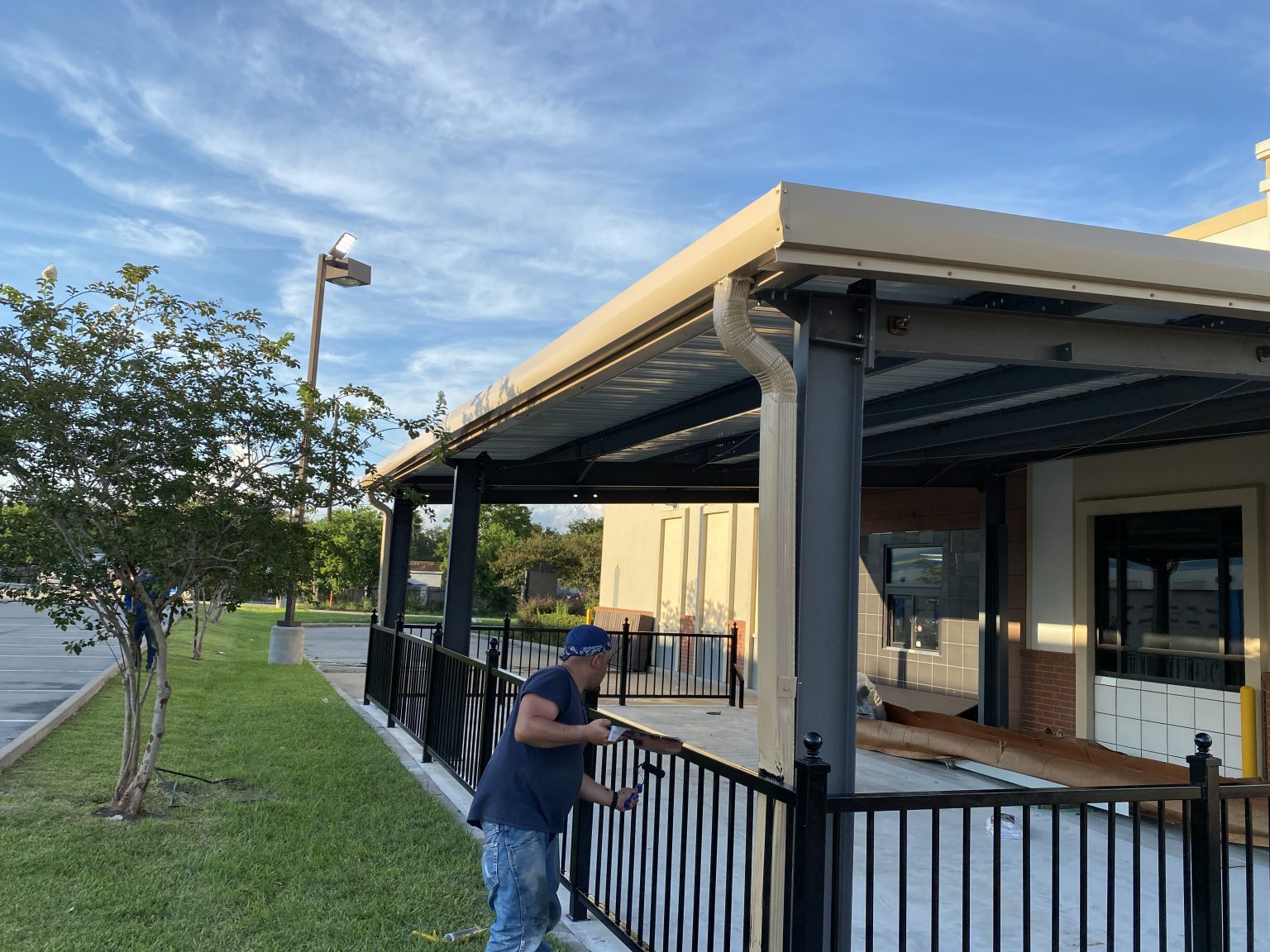Commercial and residential metal railing systems for balconies, walkways, outdoor seating, and safety enclosures.